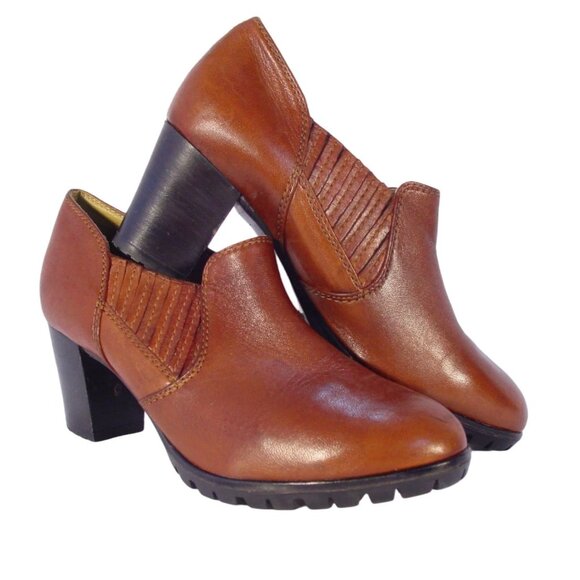 ROBERT ZUR $398 Heeled British Tan Leather Lug Sole Ankle Boots 38/8 - Picture 2 of 10